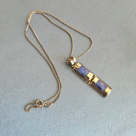 Vintage Peruvian (?) silver 950 pendant with inlayed blue Lapis Lazuli stones. - Picture 2 of 8